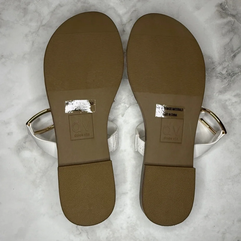 DV by Dolce Vita | Slide Sandals with Gold Ring Detail | White | Size 8 - Picture 3 of 9